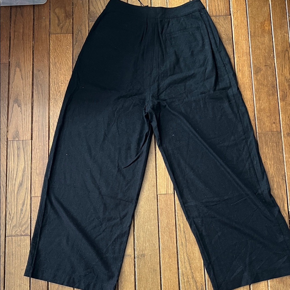 Jenni Kayne Black Relaxed Raw Silk Trousers Size 4 NWT - Picture 3 of 11